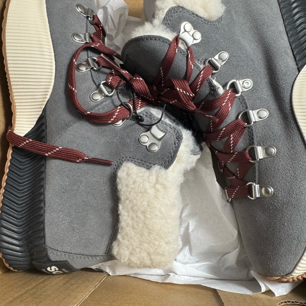 Gray Women's Hiking Boots with Red Laces